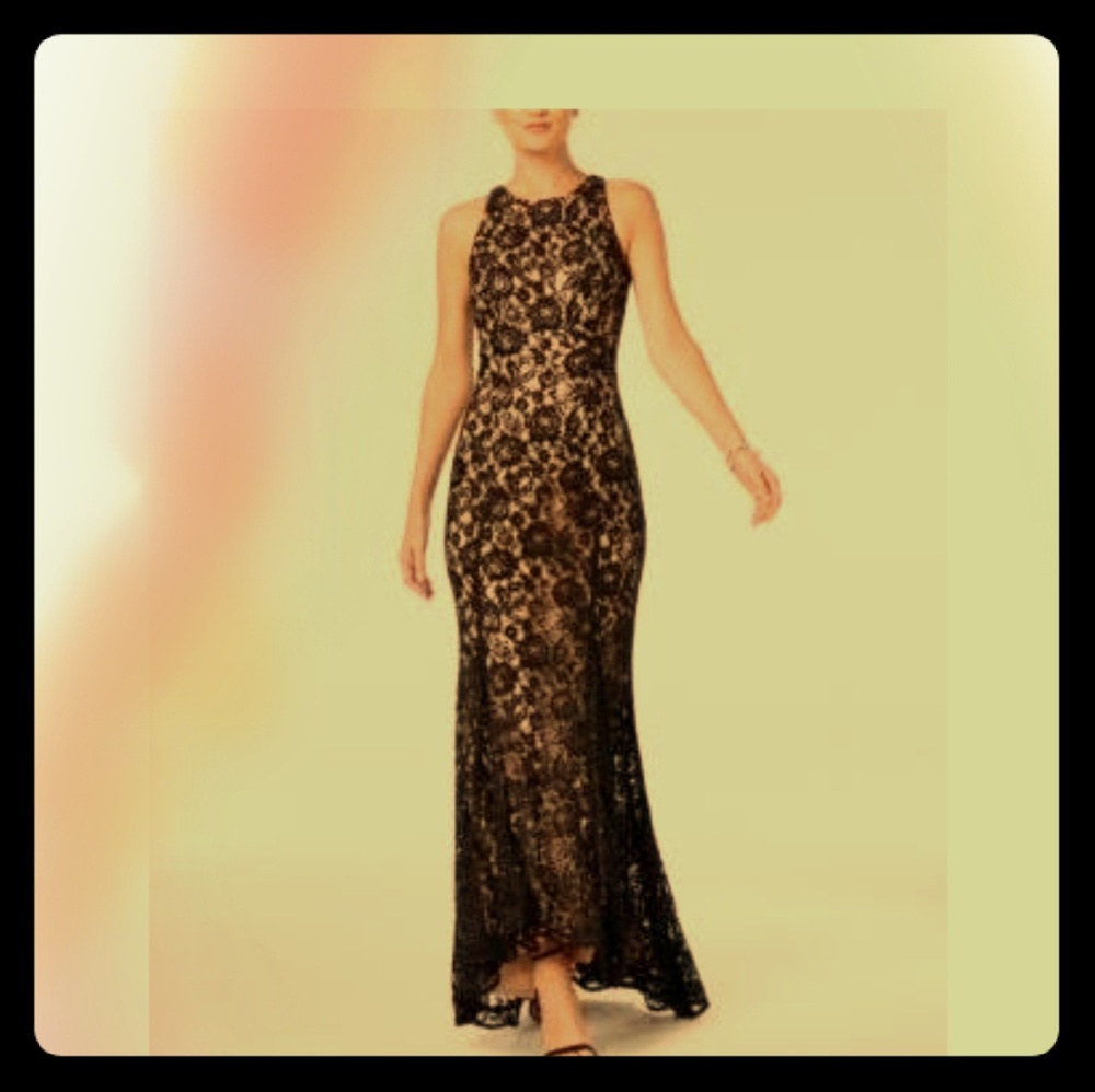 Vince Camuto formal black lace dress